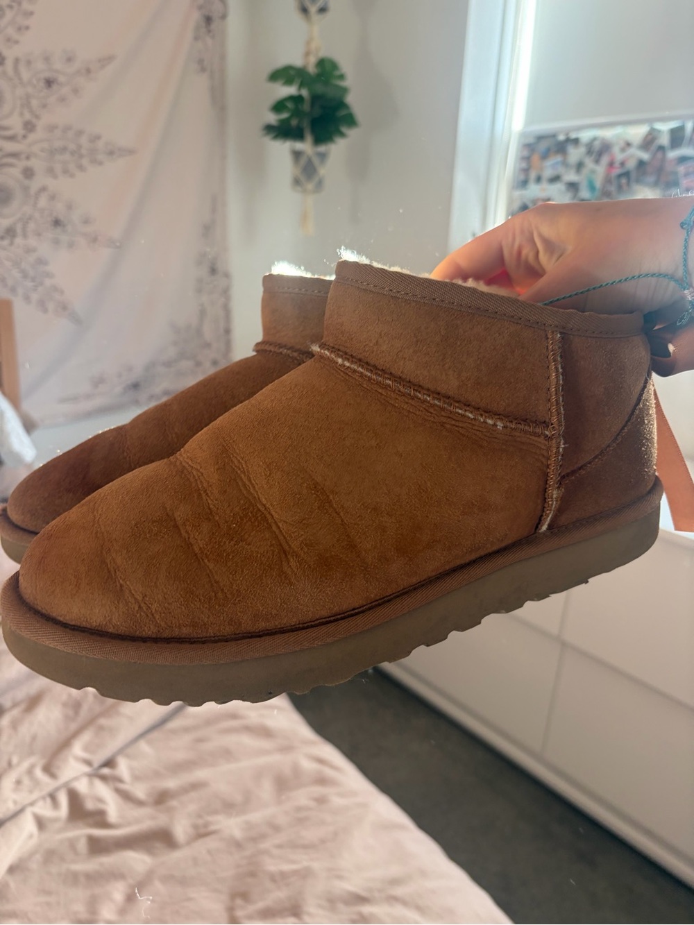 UGG Women's Mini Classic Chestnut Suede Ankle Bootie - Picture 2 of 5